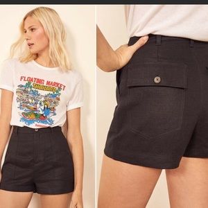 Reformation Black Linen Short